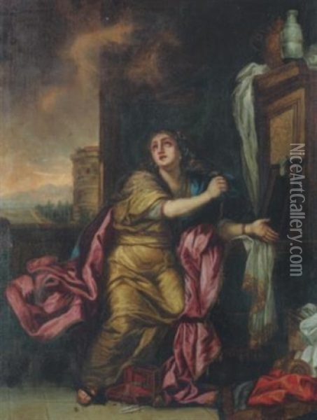 Die Reuige Maria Magdalena Oil Painting - Charles Frederic Brun