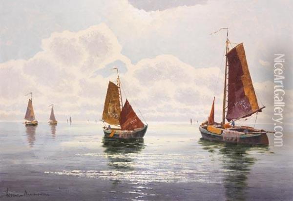 Fischerboote Oil Painting - Ernst Lorenz-Murowana