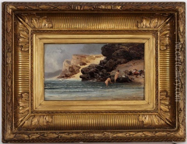 Baigneuses En Bord De Mer Oil Painting - Jean Baptiste Henri Durand-Brager