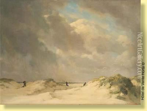 Promeneurs Dans Les Dunes Oil Painting - Georges Philippe Jacqmotte
