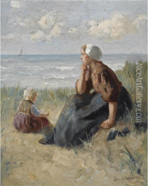 Awaiting The Return Oil Painting - Bernard Johann De Hoog