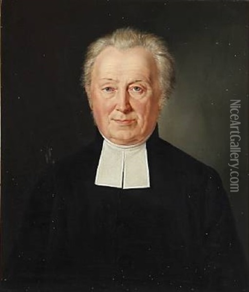 Portrait Of A Vicar Oil Painting - Carl Andreas August Goos