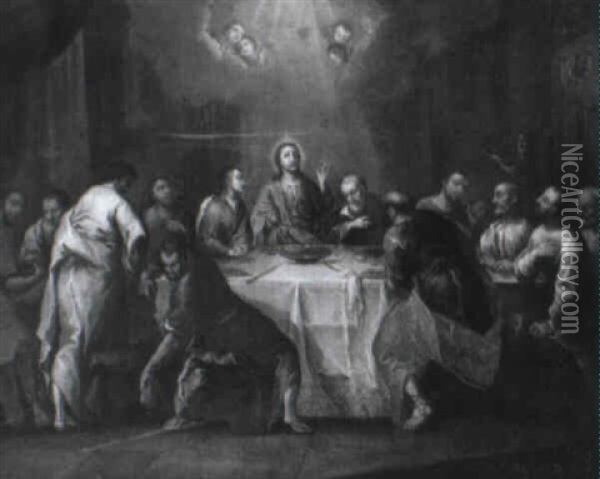 Beim Gastmahl Des Phariseers Simon Salbt Madgalena Christi F_se Oil Painting - Anna Maria Moser