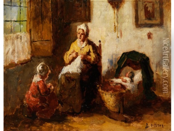 Hollandisches Interieur Mit Junger Mutter Oil Painting - Bernard de Hoog