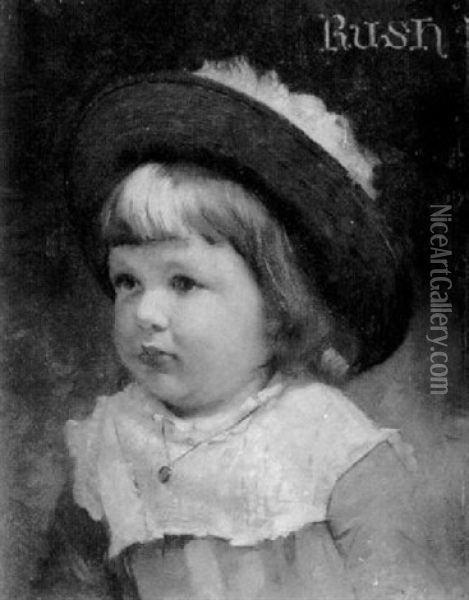 Rush/portrait Of A Child In A Plumed Hat Oil Painting - Rodolphe Piquet