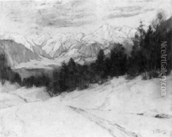 Dolomiten-landschaft Im Wintersonnenschein Oil Painting - Robert Franz Curry