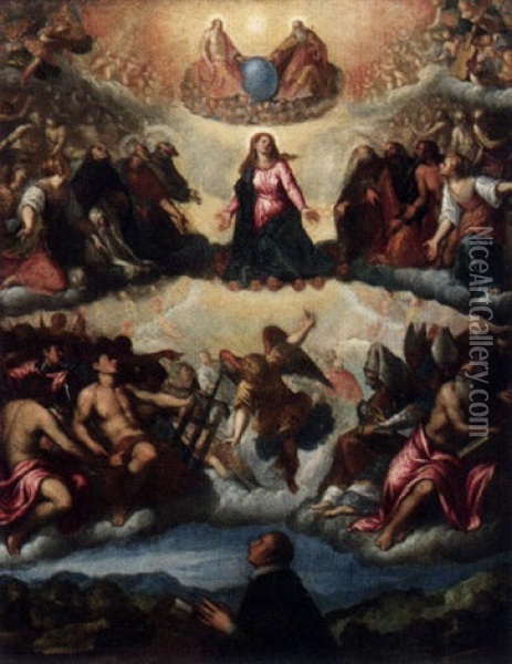Die Vision Des Heiligen Filippo Neri Oil Painting - Jacopo Palma il Giovane