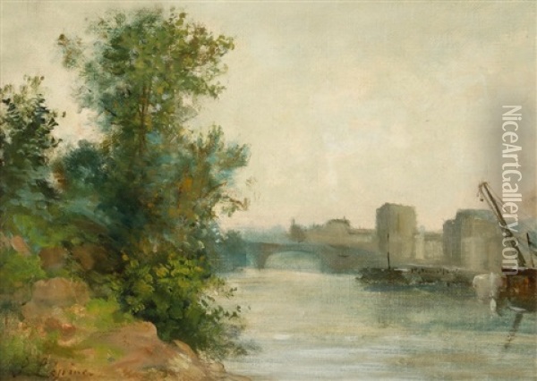 La Seine Au Pont De Neuilly Oil Painting - Stanislas Lepine