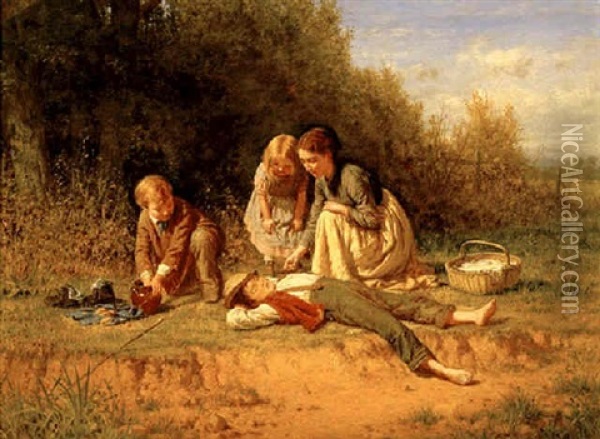 The Lazy One Oil Painting - J. O. Banks