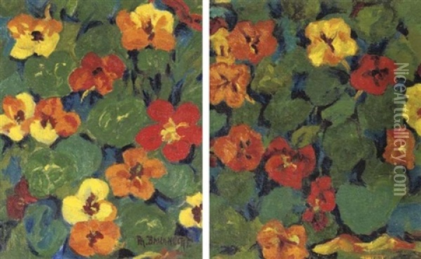 Indian Cress (diptych) Oil Painting - Philipp Bauknecht