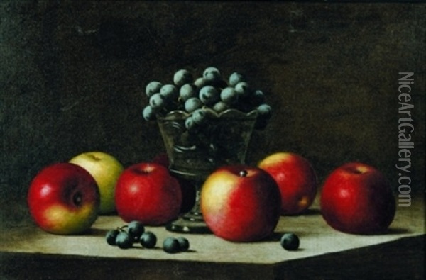 Still Life With Apples And Berries Oil Painting - Barton S. Hays