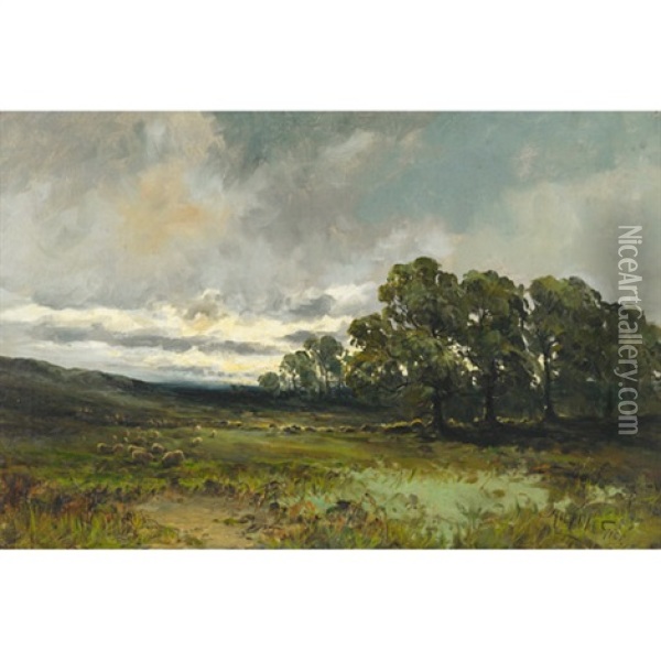 On The Edge Of The Beanley Moor, Northumberland Oil Painting - Henry William Phelan Gibb