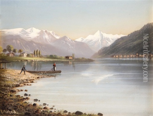 Zeller See Mit Dem Kitzsteinhorn Oil Painting - Hubert Sattler