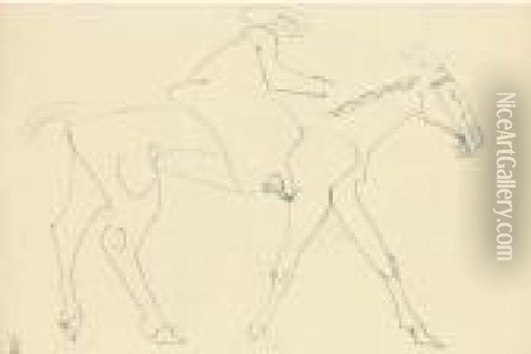 Horse And Rider Oil Painting - Henri Gaudier-Brzeska