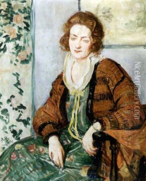 Portrait (comtesse Bavarewska?) Oil Painting - Jacques-Emile Blanche