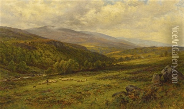 A Yorkshire Hillside Oil Painting - Alfred Augustus Glendening Sr.