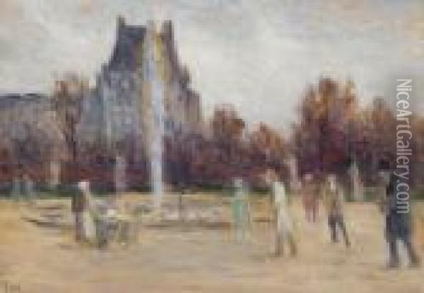 Promeneurs Au Jardin Des Tuileries Oil Painting - Maximilien Luce