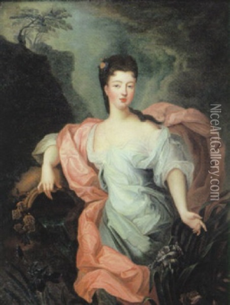 Portrait De Louise D'orleans, Princesse De Conti, Fille Du Regent, En Source Oil Painting - Pierre Gobert