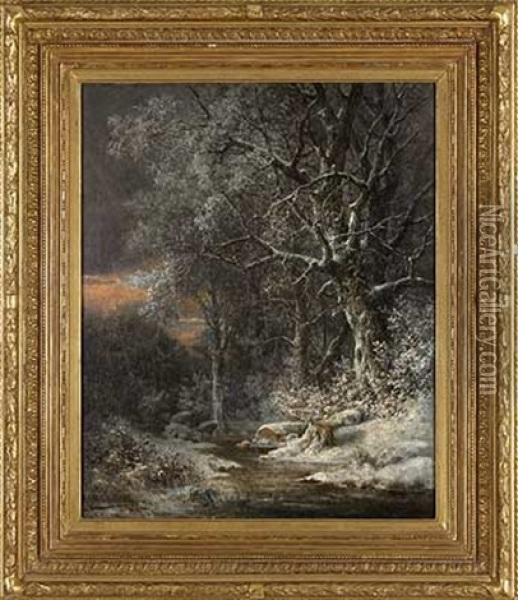 Abend Im Winterwald Oil Painting - Alfred K.J.O. von Schoenberger