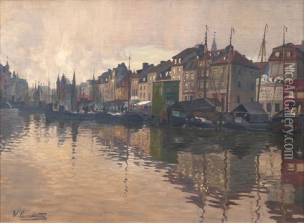 Im Hafen Von Konigsberg Oil Painting - Wilhelm Eisenblaetter