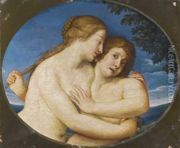 Salmacis Embracing Hermaphroditus Oil Painting - Francesco Albani