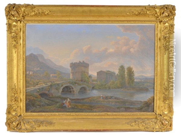 Vue De Ponte Lucano Et Du Tombeau De La Famille Plautia Oil Painting - Gabriel Bouthillier de Beaumont