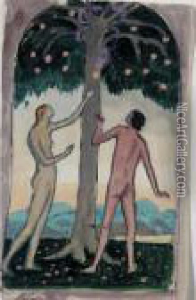 Adam And Eve Oil Painting - Roger Eliot Fry