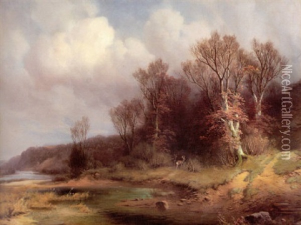 Isarauen Im Herbst Oil Painting - Karl Millner