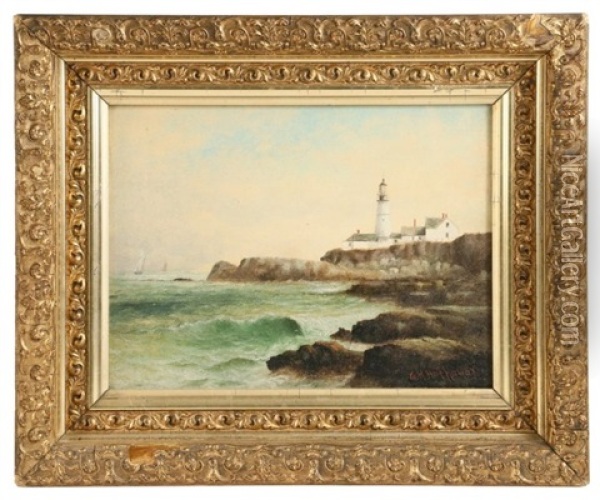 Portland Head Light, Cape Elizabeth, Maine Oil Painting - George M. Hathaway