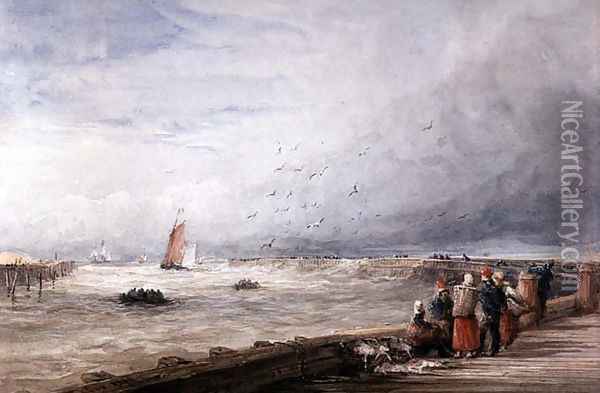 Calais Pier Oil Painting - David Cox