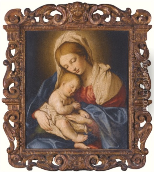 The Madonna And Child Oil Painting - Giovanni Battista Salvi (Il Sassoferrato)