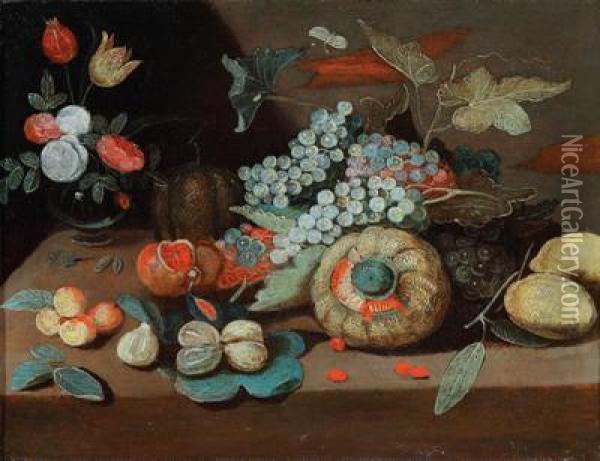 Werkstatt Stillleben Mit Blumen Und Fruchten Oil Painting - Jan van Kessel