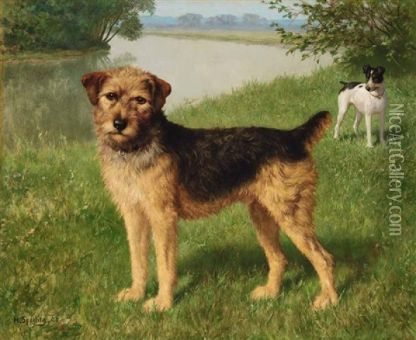 Zwei Terrier Oil Painting - Heinrich Sperling