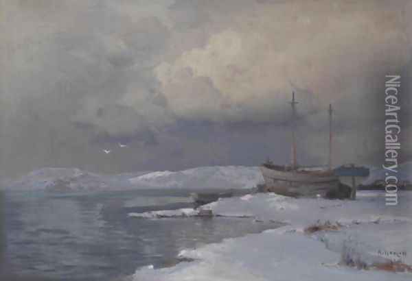 Winter Seascape Oil Painting - Aleksei Vasilievich Hanzen