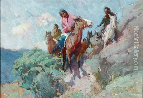 A Step Trail Oil Painting - Oscar Edmund Berninghaus