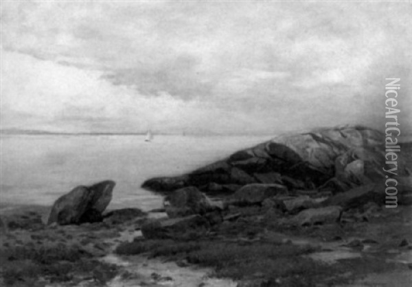 Rocky Shallows And Quiet Harbor Oil Painting - Emma Lampert Cooper