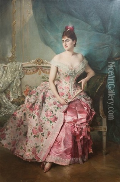 Retrato De Dama, 1881 Oil Painting - Raimundo de Madrazo y Garreta