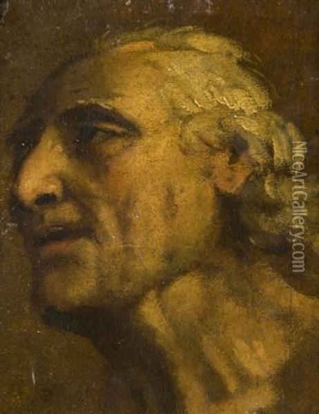 Tete D'homme (study) Oil Painting - Jean Baptiste Greuze