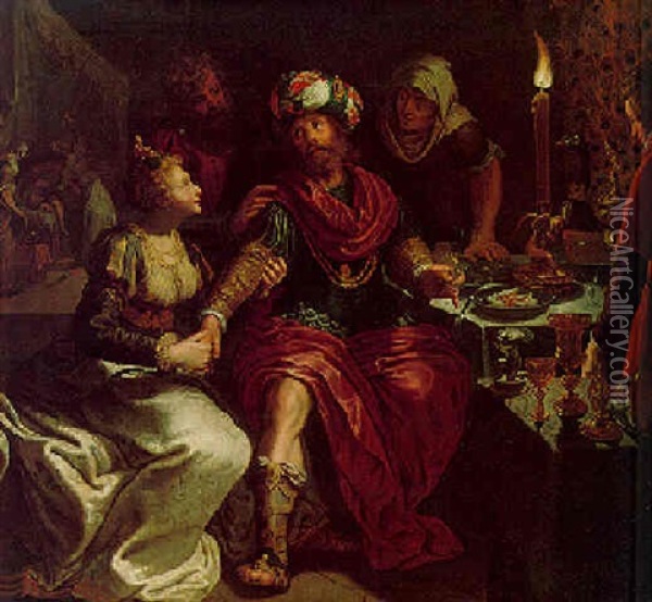 Judith And Holofernes Oil Painting - Gaspar van den Hoecke