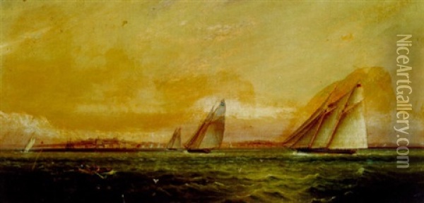 Shipping Off Shore Oil Painting - James Edward Buttersworth