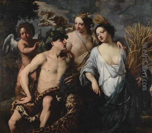 Ceres, Bacchus And Venus ('sine Cerere Et Baccho Friget Venus') Oil Painting - Jan Miel