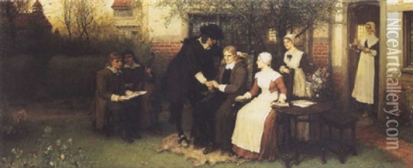 Andrew Marvell Visiting His Friend John Milton Oil Painting - George Henry Boughton