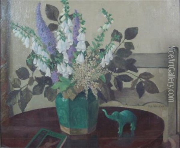 Still Life With Foxgloves Oil Painting - James Wright
