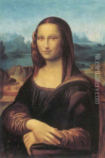 Mona Lisa Oil Painting -  Bertall (Albert d'Arnoux)