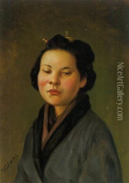 Knabe Aus Yokahama, Japan Oil Painting - Julius von Blaas