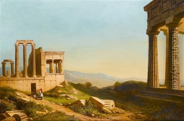 The Acropolis Oil Painting - Florent Mols