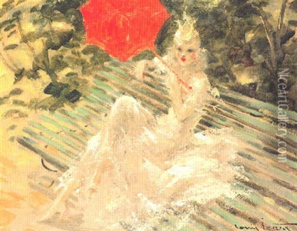 L'ombrelle Rouge Oil Painting - Louis Icart