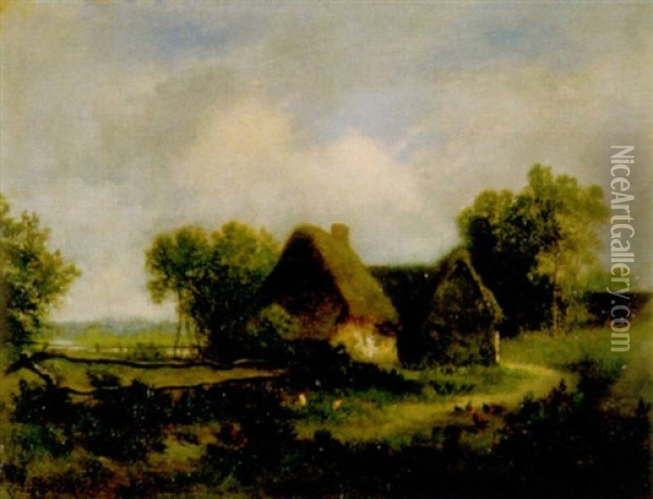 Landschaft Mit Bauernhaus Oil Painting - Leon Richet