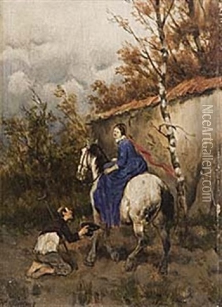 Jungfrun Och Tiggaren Oil Painting - Heinrich Breling