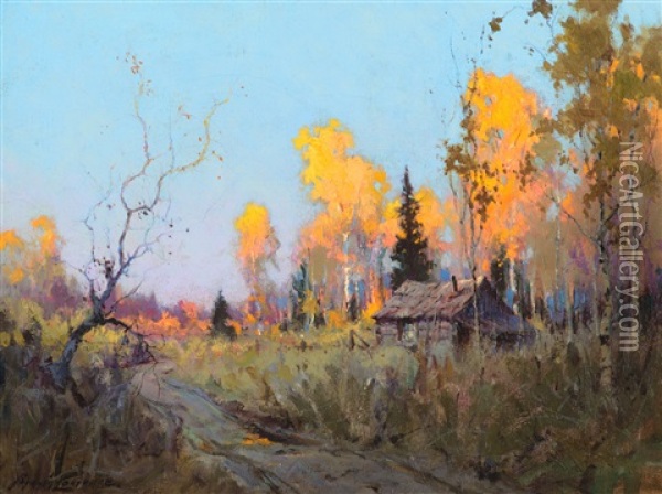 Trapper's Cabin Oil Painting - Sydney Mortimer Laurence
